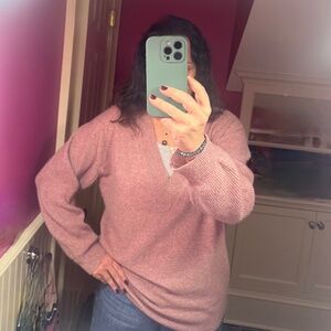 rag & bone V neck Self/Tissu Principal 100% cashmere pink V neck sweater-S/P